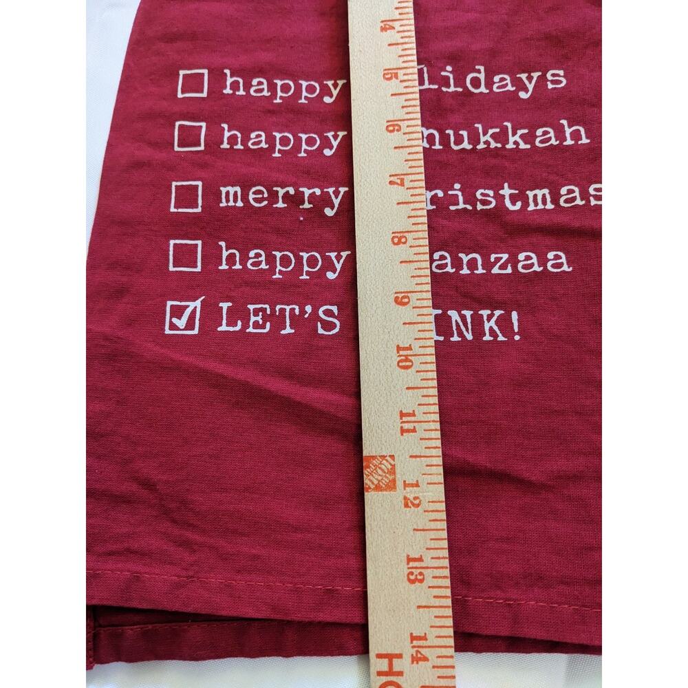 4/$20 Christmas Holidays Let's Drink Primitives by Kathy Kitchen Dish Towel NEW - Picture 2 of 4